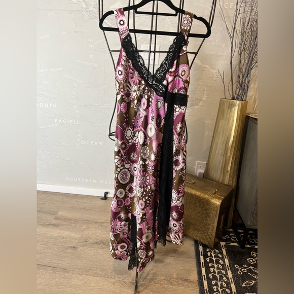 Poleci Dresses & Skirts - New Poleci vintage 90s silk satin lace bias cut dress asymmetrical hem 12